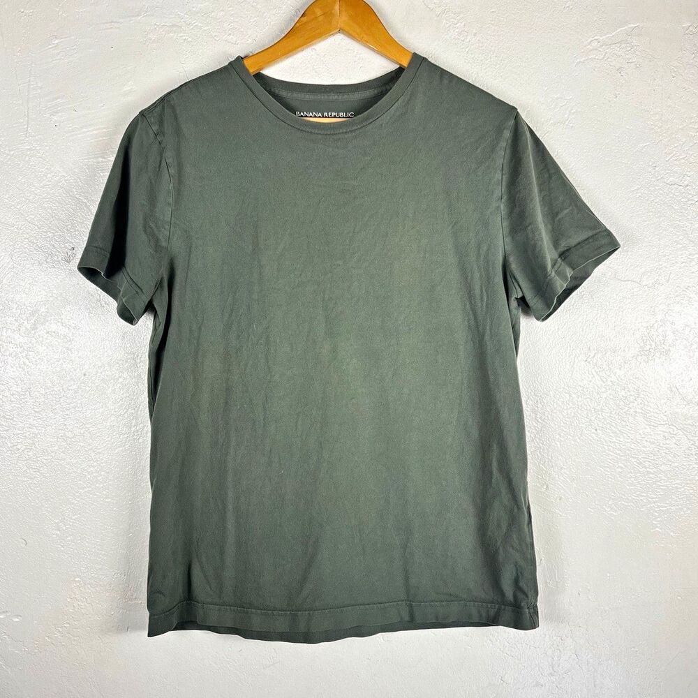 Banana Republic Authentic Tee Green Cotton Knit Crew Neck Logo T-Shirt Women’s M